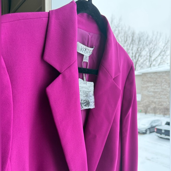 🆕🌸 Kasper Cerise Magenta One-Button Tailored Blazer Jacket Size 14W Office Work - Picture 9 of 16